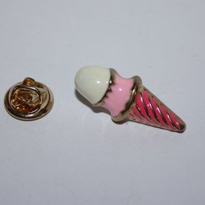 Fun gold Ice cream cone lapel pin 1"